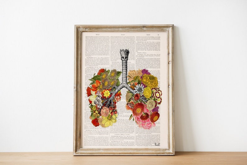 Art prints Flowery Lungs Print Yoga Studio Decor Anatomy Wall Art Sustainable art Meditation wall art SKA062 image 1