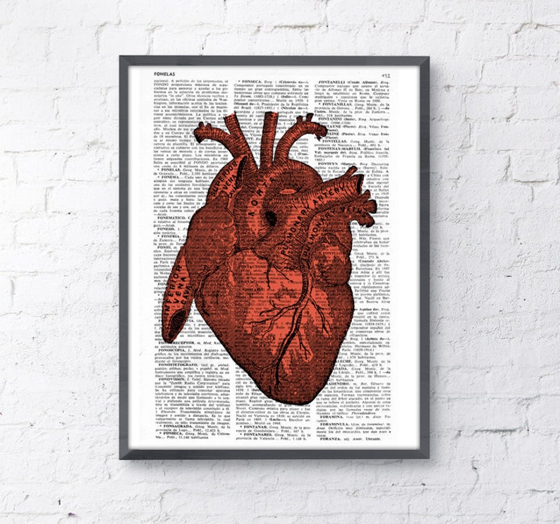 Art Prints , Psychedelic Art, Art print, Gift for him, Dictionary Page Art, Anatomical Heart, Doctor gift, Office unique gift, SKA032A image 2