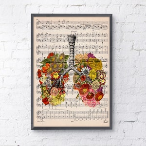 Art prints Flowery Lungs Print Yoga Studio Decor Anatomy Wall Art Sustainable art Meditation wall art SKA062 image 7