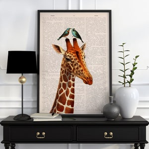 Home gift, Honeymoon Giraffe, Animal art, Wall art, Wall decor, Gift for Home, Nursery wall art, Funny Prints, ANI006 image 4