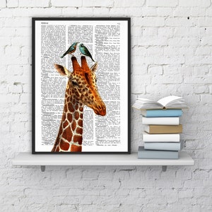 Home gift, Honeymoon Giraffe, Animal art, Wall art, Wall decor, Gift for Home, Nursery wall art, Funny Prints, ANI006 image 5