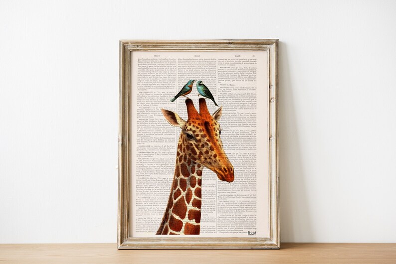 Home gift, Honeymoon Giraffe, Animal art, Wall art, Wall decor, Gift for Home, Nursery wall art, Funny Prints, ANI006 image 1