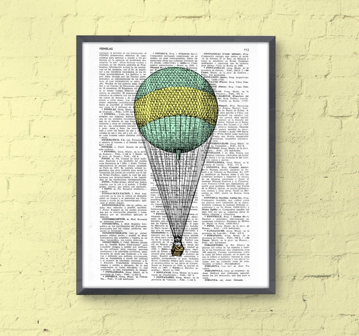 Simple Hot air Balloon Wall art Print Hot air balloon Etsy