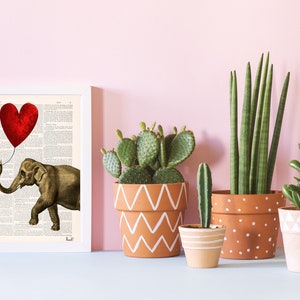 Original Art, Housewarming home gift, Elephant with Heart shaped balloon, New home gift, Nature art, Funny wall art, Original art, ANI083 image 3