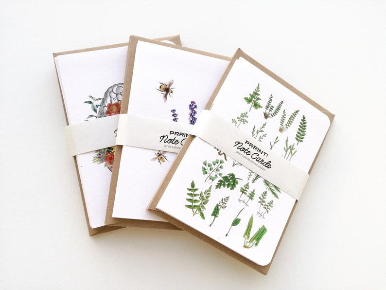 Botanical Thank You Cards Set of 6 Floral Greeting Cards Blank Note Cards Stationery Cards Folded Note Cards NTC001 image 10
