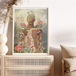 Good Morning Body - Yoga Art - Meditation Wall Art - Mind fullness Wall Art - Flower Anatomy Print - Anatomy Poster - SKA150WA3