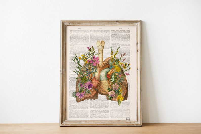 Human Anatomy Lungs Art Print Nature Inspired Yoga Decor Health Awareness Gift SKA099 image 3