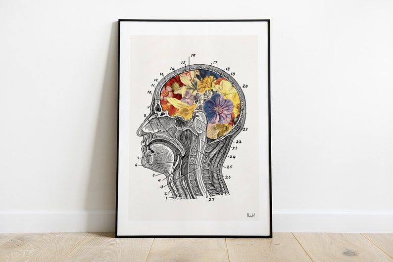 Unique wall Art Flowery Brain Anatomy Art Wall Art print Medical Art Anatomical Art Home decor Art SKA053 image 2