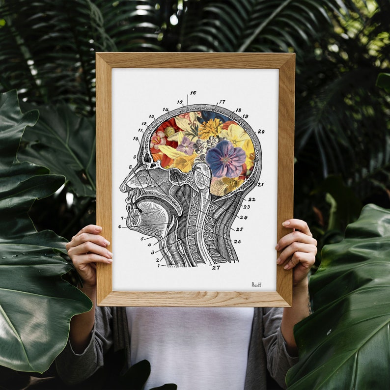 Unique wall Art Flowery Brain Anatomy Art Wall Art print Medical Art Anatomical Art Home decor Art SKA053 image 4