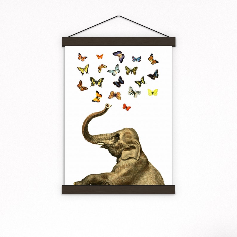 Unique Wall Art Elephant Butterfly Print Nursery Wall Art Elephant Wall Art Baby Shower Gift ANI088 image 8