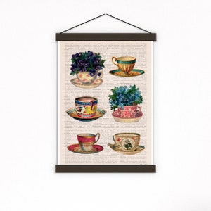 Home decor, Vintage tea cups collection poster, Tea cup art, Kitchen art, art, Wall art, Wall decor, Kitchen art, TVH230PA3 image 4