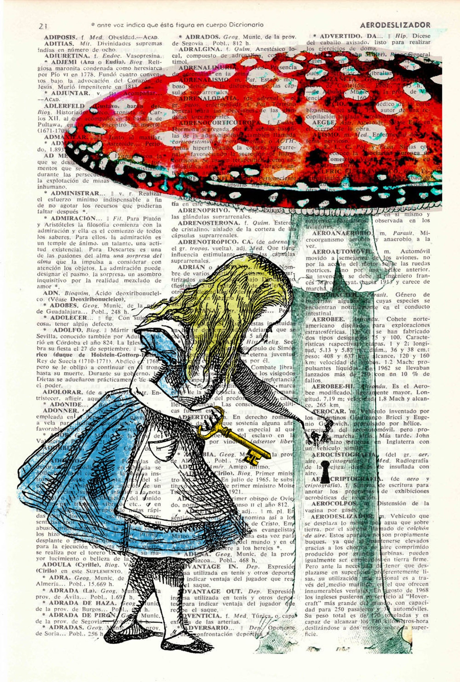 Alice im Wunderland gehen nach Hause Collage Druck auf