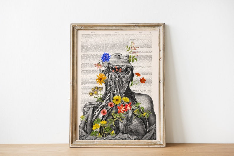 Anatomy Wall Art Head and Neck Anatomical Neck Flower Art Print Anatomy Illustration Science Gift Office Wall decor image 8
