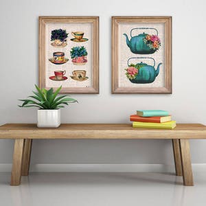 Home decor, Vintage tea cups collection poster, Tea cup art, Kitchen art, art, Wall art, Wall decor, Kitchen art, TVH230PA3 image 5