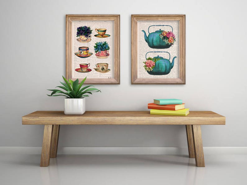 Home decor, Vintage tea cups collection poster, Tea cup art, Kitchen art, art, Wall art, Wall decor, Kitchen art, TVH230PA3 image 5