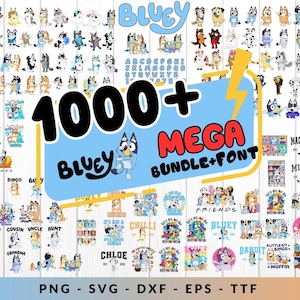 Bluey Dog svg Bundle Design Digital PNG, Bluey Cartoon Dog Family & Friends PNG For shirt, Transparent PNG Digital Download