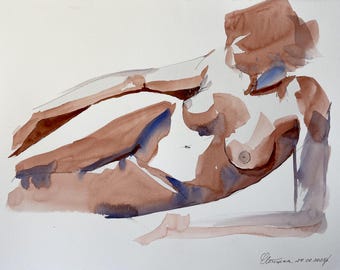 Original Watercolor Painting –  Unique Figure Study