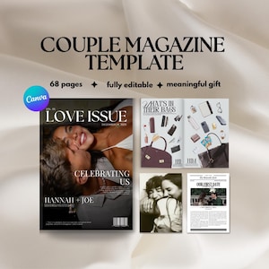 Modello modificabile per rivista di coppia: regalo personalizzato Canva (download digitale A4, 68 pagine)