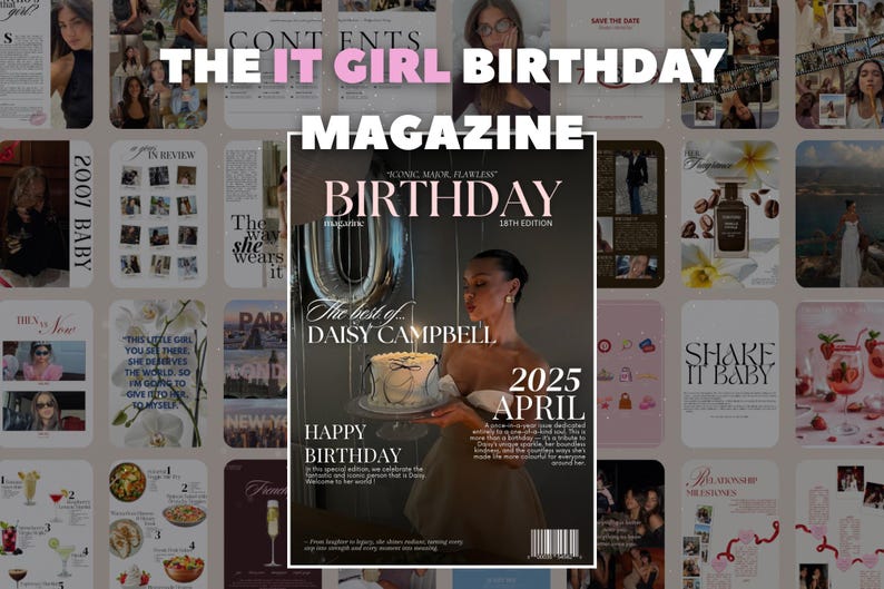 Editable Birthday Magazine Template: Personalized Canva Gift (A4 ...