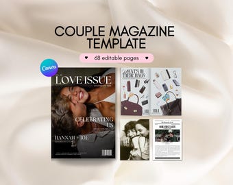 Modello modificabile per rivista di coppia: regalo personalizzato Canva (download digitale A4, 68 pagine)