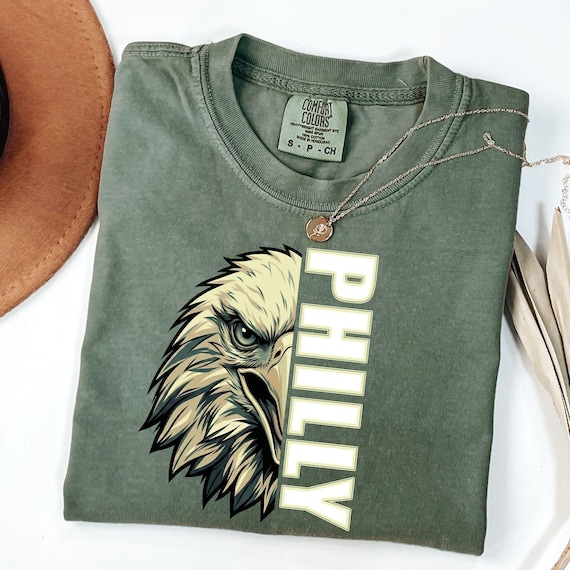 Comfort Colors Philly Football Shirt, Half Eagle Face Philadelphia Sweatshirt, Trendy Philly Game Day Gear, Midnight Green Fan Apparel Tee