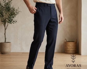 Men’s Formal Trousers – Slim Fit Business Casual Pants, Tailored Office Slacks, Elegant Wedding Guest Pants