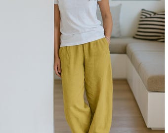 Women Cotton Linen Blend Pants For Summer Time