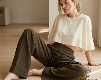 High Waist Palazzo Pants for Women – Relaxed Wide Leg Trousers, Modern Minimalist Clothing
