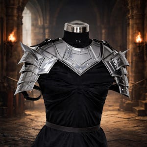 Mittelalterlicher Halsberg und Schulterstücke - 20G Stahl Rüstung für LARP, Cosplay, & Reenactment - Handgefertigte Ritter Schulterstücke