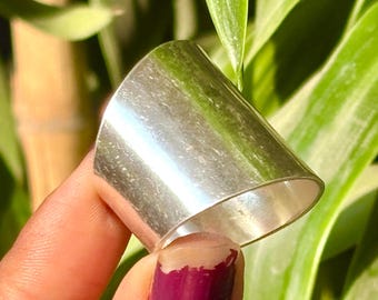 Handmade Sterling Silver Wide Band Ring, Thumb Statement Ring