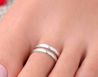 Sterling Silver 925 Adjustable Double Band Toe Ring
