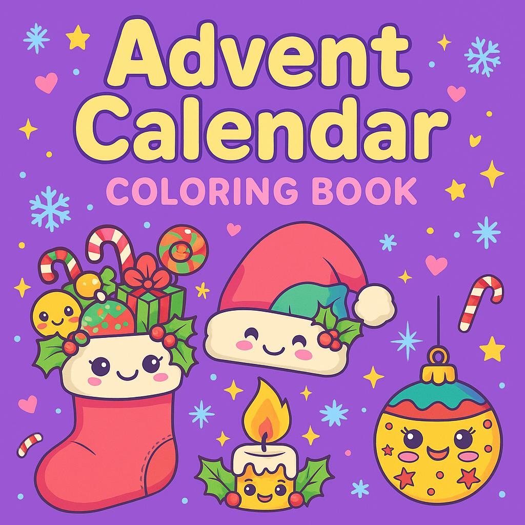 Advent Calendar Coloring Book | Bold and Easy | 24 Printable PDF Sheets ...