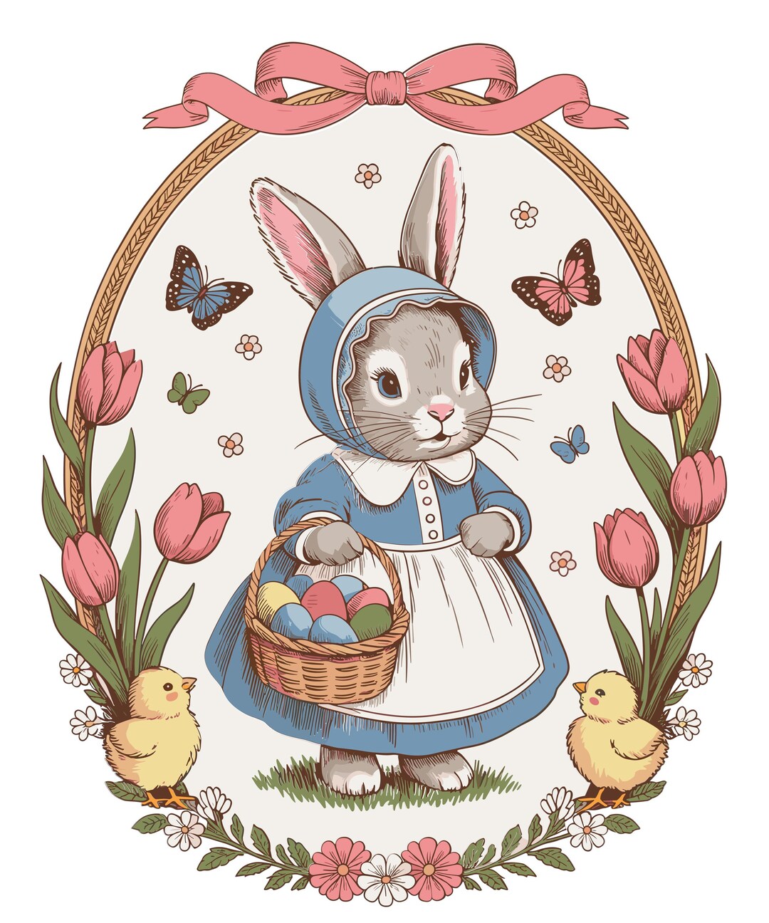 Floral Coquette Easter Bunny Png, Vintage Thrifted Grandma Core Shirt ...