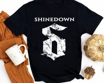 Shinedown Camiseta - Hombre Mujer Negro Negro (Large