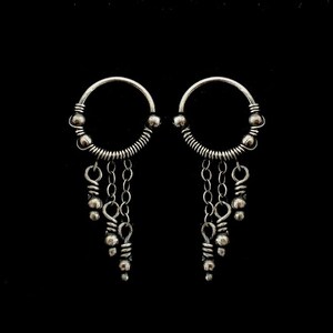 SIlver Chains Earrings - Helix Piercing - Sterling Silver Earrings - Hoop Earrings -  Fine Jewelry - 925 Silver - Plain Silver Collection