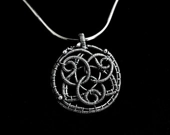 Silver Celtic Pendant - Wire Wrapped Triquetra Knot Pendant - Viking Jewelry - Plain Silver Collection