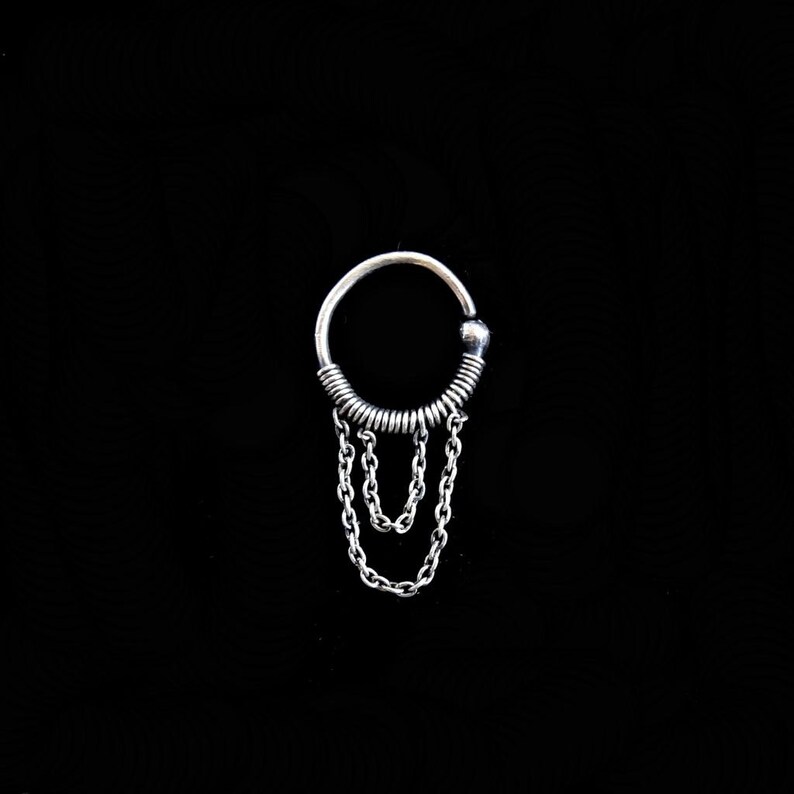 Lobe Earrings Cartilage Chain Earrings Helix Piercing Hoop Earrings Sterling Silver Earrings 925 Silver Plain Silver Collection