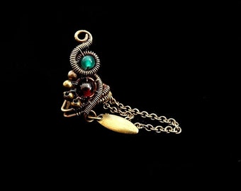 Oor manchet - kraakbeen ketting oorbellen - nep piercings - bronzen cadeau voor haar - Indiase sieraden collectie