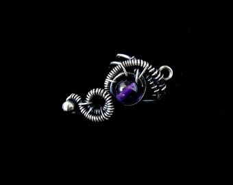 Small Ear Cuff Non Pierced - Sterling Silver Cartilage Earring - Fake Helix Piercings - Wire Wrapped - Gothic Collection