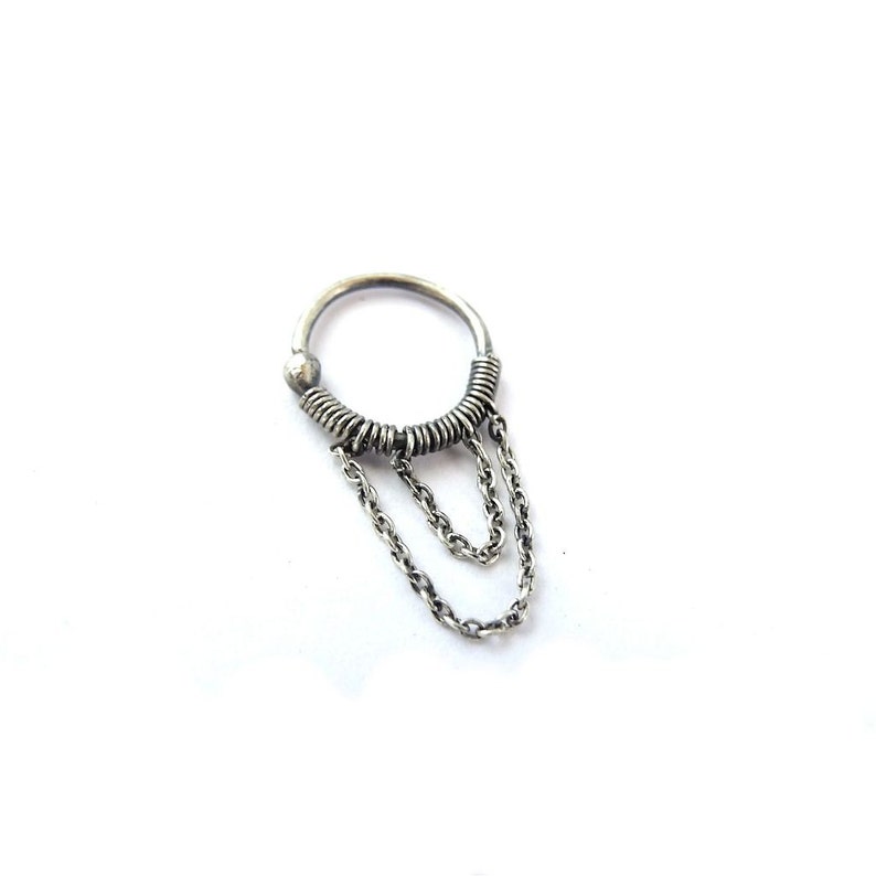 Lobe Earrings Cartilage Chain Earrings Helix Piercing Hoop Earrings Sterling Silver Earrings 925 Silver Plain Silver Collection