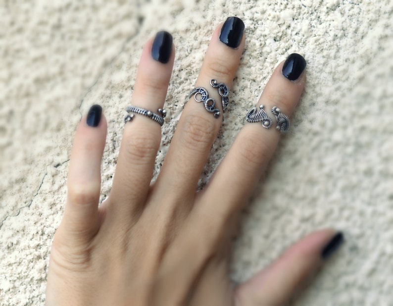 Sterling Silver Above Knuckle Ring Gothic Midi Ring Wire Etsy