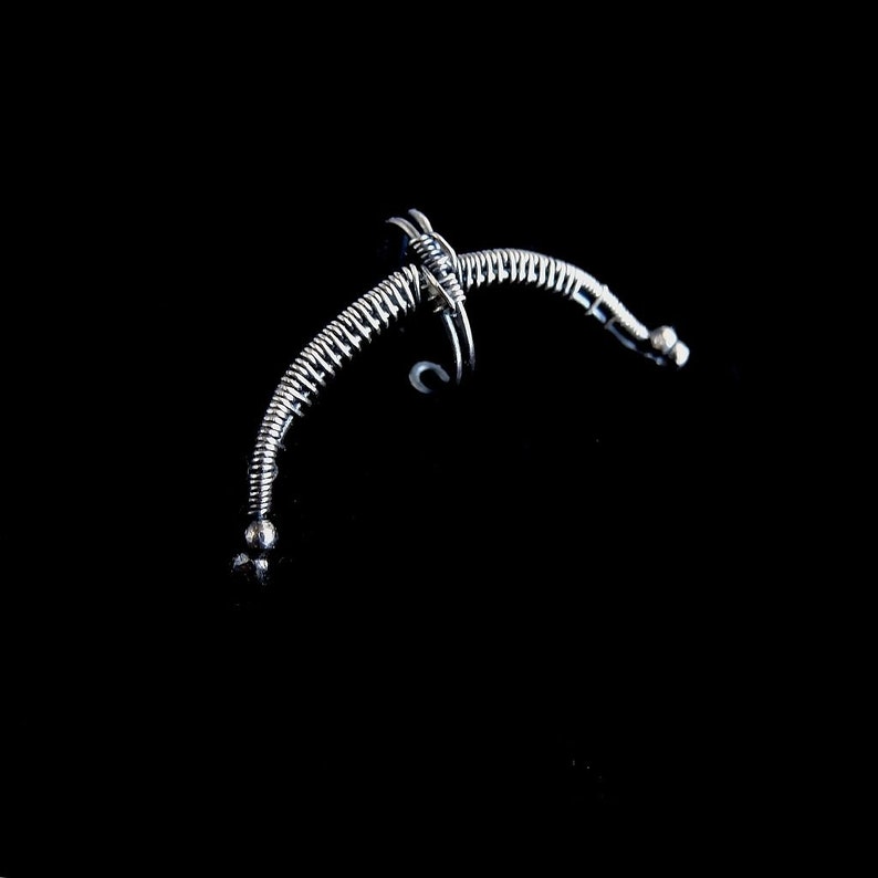 Large Minimalist Ear Cuff Cartilage Earring Fake Helix Piercings Sterling Silver Wire Wrapped Plain Silver Collection image 2