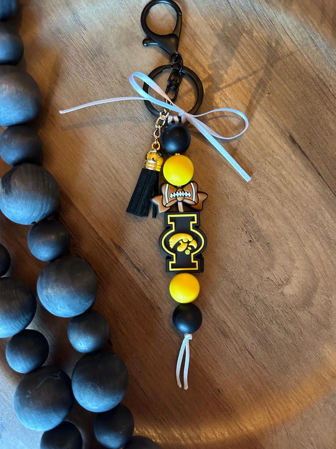 College Game Day IOWA HAWKEYES Silicone Bag Charm Tote Purse Yellow ...