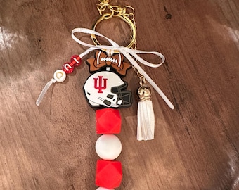 College Game Day Football INDIANA Hoosiers Siliconen Bag Charm-draagtas rood-wit