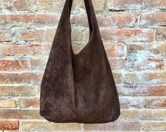 Slouch bag.Large TOTE leather bag in DARK brown with zipper.Genuine leather bag.. BROWN leather laptop bags. Large shopper leather bag.