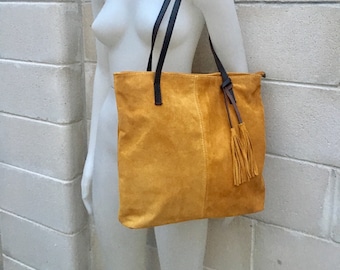 mustard yellow suede bag