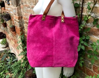 pink suede tote