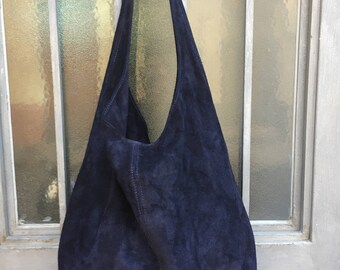 navy blue suede bag