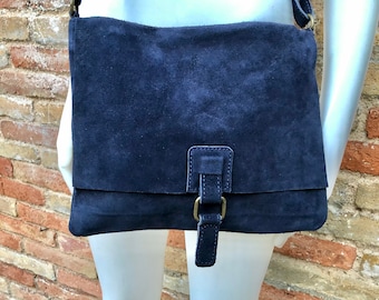 Navy suede shop cross body bag