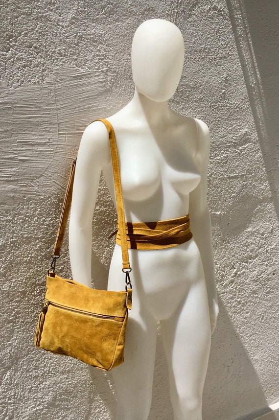 yellow suede bag